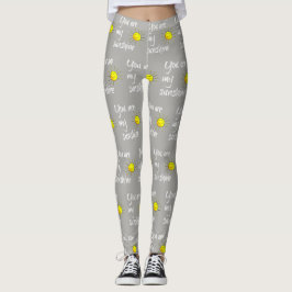 Legging você é minha luz do sol (o texto branco em cinzas)