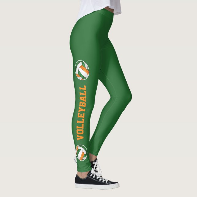 Legging volicola verde laranja com pernas para cima (Direita)