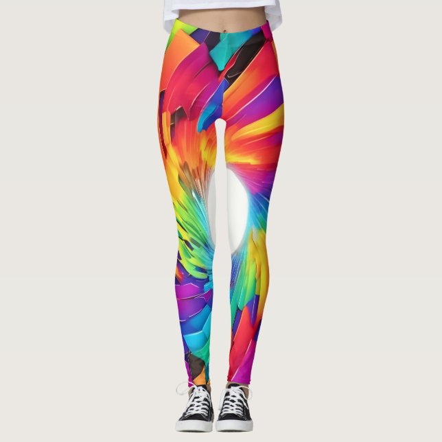 Legging Vortex Caleidoscópico: Uma Jornada Colorida (Frente)
