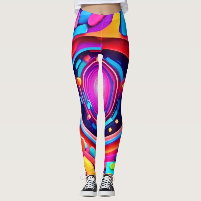 Legging Vórtice Cósmico: Uma Odisseia de Neon (Frente)