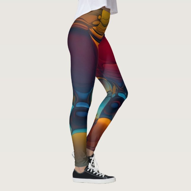 Legging Vórtice de Cores: Uma Dança de Abstrato de Petróle (Direita)
