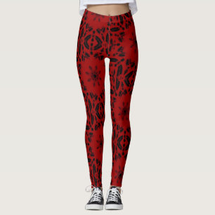 Legging Vozes de gatinho design negro vermelho-sangue