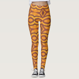Legging Vozes ouro geométricas curvas design castanhas gat