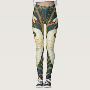 Legging Walter Crane Swan, Rush E Iris Art Nouveau