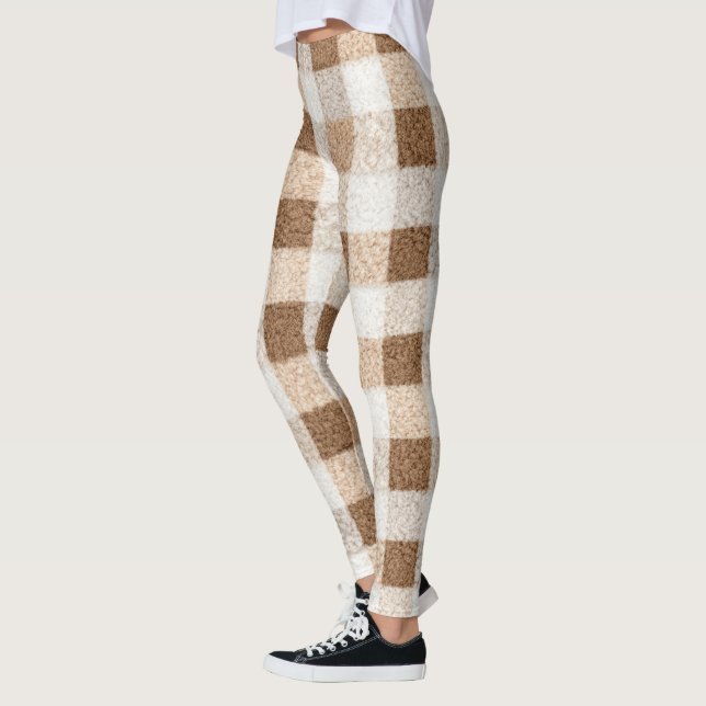 Legging Warm Cocoa Cream Brown Plaid Stripes (Esquerda)