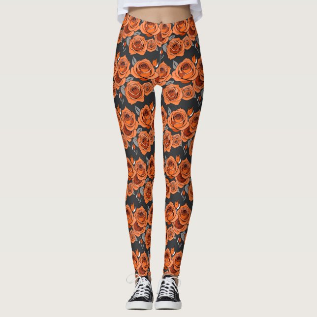 Legging Warm Rusty Orange Roses (Frente)