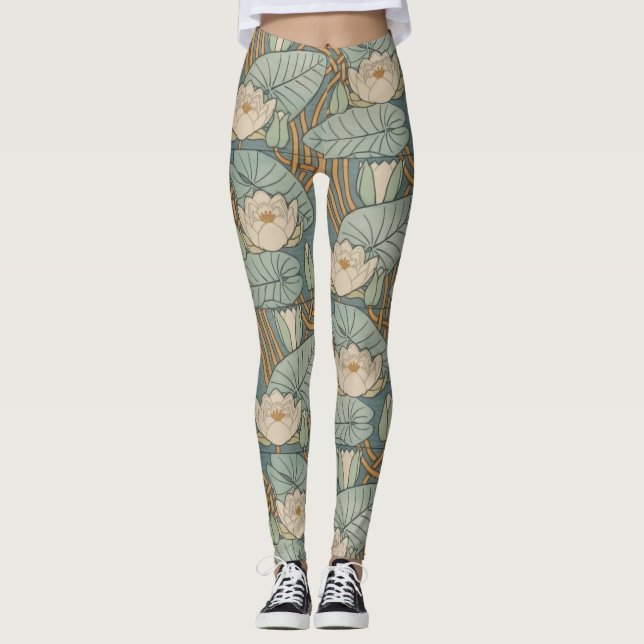 Legging Water Lily Art Nouveau Nature (Frente)