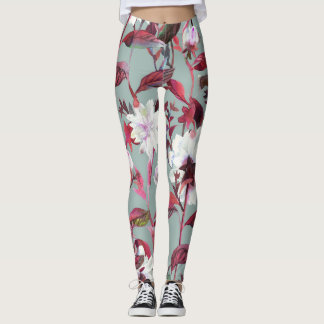 Legging Watercolor Floral: Blooms Desenhados À Mão.