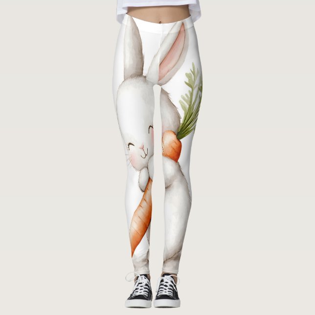 Legging Watercolor Fluffy Bunny Carrot Love (Frente)