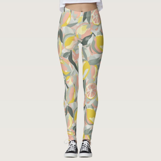Legging Watercolor Fruit Pattern | Vibrant Citrus (Frente)