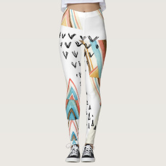 Legging Watercolor Geométrico Sem Costura: Estilo Tribal.