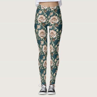 Legging Watercolor Roses In Pale Shades 