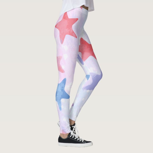 Legging Watercolor Stars Patriótico 4 de julho (Direita)