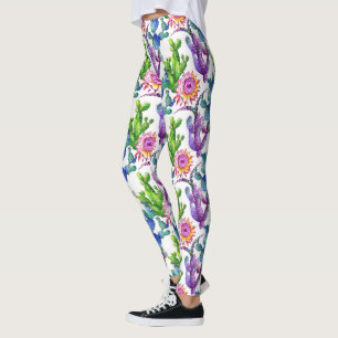 Legging Watercolor Wildflower Cactus Patterno