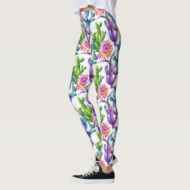 Legging Watercolor Wildflower Cactus Patterno (Esquerda)