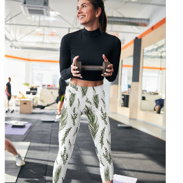 Legging Watercolor Winter Green Seamless Patterno