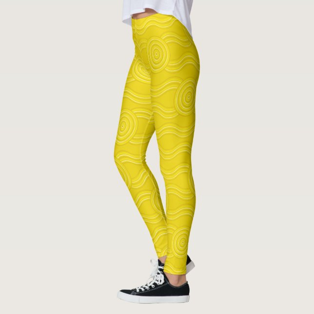Legging Wattle Australian Dreamtime River Pattern (Esquerda)