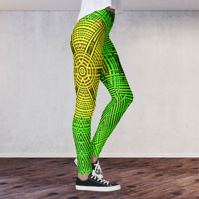 Legging Weave Mandala Amarelo e Verde (Criador carregado)