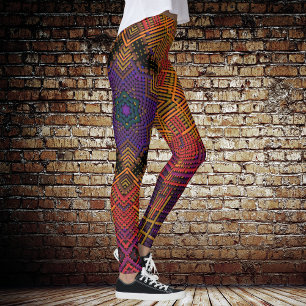 Legging Weave Mandala Amarelo Laranja e Roxo