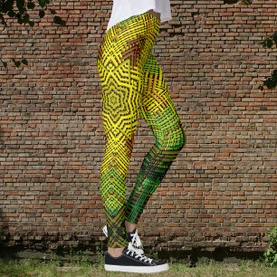 Legging Weave Mandala Amarelo Verde e Laranja