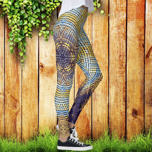 Legging Weave Mandala Blue e Amarelo