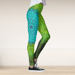 Legging Weave Mandala Blue e Green<br><div class="desc">Esta mandala esmerilada apresenta verde e azul em uma manta, estilo de fio tecido. Imagens psicodélicas para o hippie moderno ou para qualquer pessoa que ame cores ranzinza.</div>