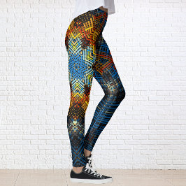 Legging Weave Mandala Blue Yellow e Red