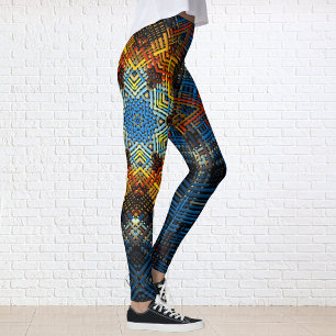Legging Weave Mandala Blue Yellow e Red