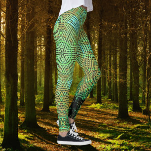 Legging Weave Mandala Green e Orange