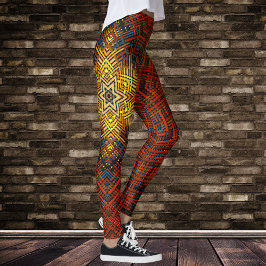 Legging Weave Mandala Orange Yellow e Blue
