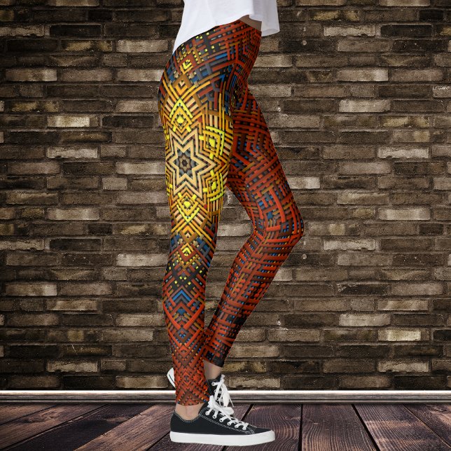 Legging Weave Mandala Orange Yellow e Blue (Criador carregado)
