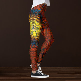 Legging Weave Mandala Orange Yellow e Blue