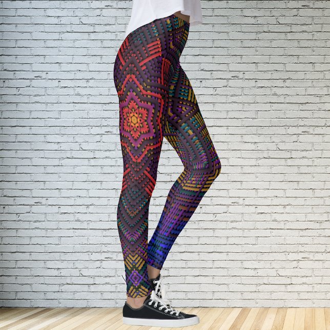 Legging Weave Mandala Puro Vermelho e Azul (Criador carregado)