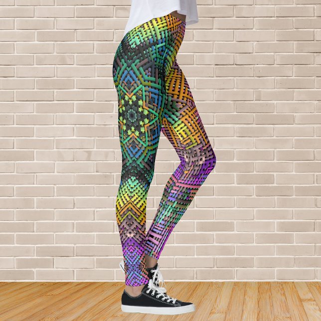 Legging Weave Mandala Teal Yellow e Pink (Criador carregado)