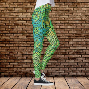 Legging Weave Mandala Verde Amarelo e Azul