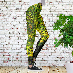 Legging Weave Mandala Verde Amarelo e Negro