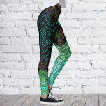 Legging Weave Mandala Verde Azul e Roxo<br><div class="desc">Esta mandala funky apresenta verde, azul e roxo no estilo de tecelagem de cesta. Imagens psicodélicas para o hippie moderno ou para qualquer pessoa que ame cores ranzinza.</div>