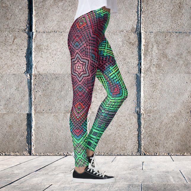 Legging Weave Mandala Verde Azul e Vermelho (Criador carregado)