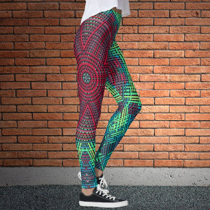 Legging Weave Mandala Verde Azul e Vermelho