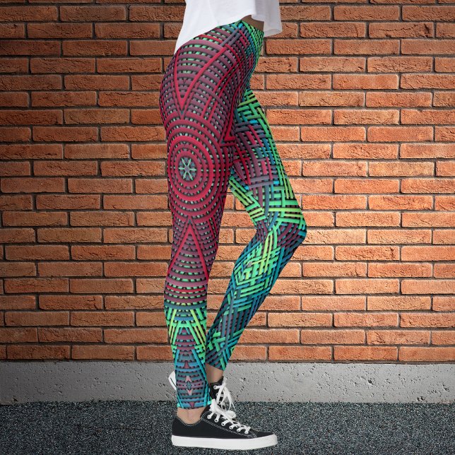 Legging Weave Mandala Verde Azul e Vermelho (Criador carregado)