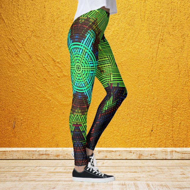 Legging Weave Mandala Verde Vermelho e Azul (Criador carregado)