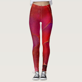 Legging Web abstrato Dourada sobre Violet, Purple e Magent