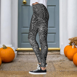 Legging Web de aranha preto e branco do Dia das Bruxas
