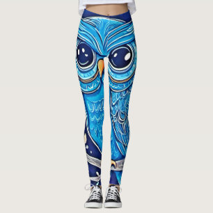 Legging Whimsical Chalk Owl