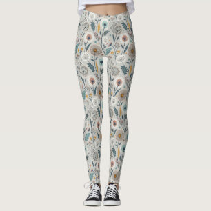 Legging Whimsical Dandelion & Floral Folk Art Seamless