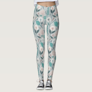 Legging Whimsical Dandelion & Floral Folk Art Seamless (2)