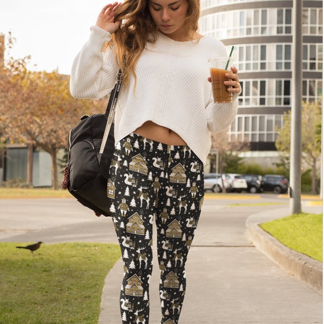 Legging Whimsical Winter Animal Town (Criador carregado)