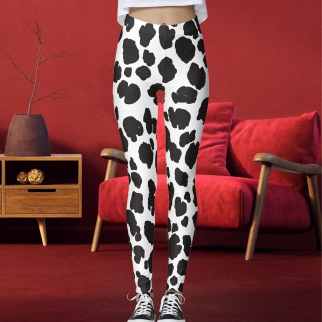 Legging White And Black Spots Pattern Safari Leopard Print (Criador carregado)