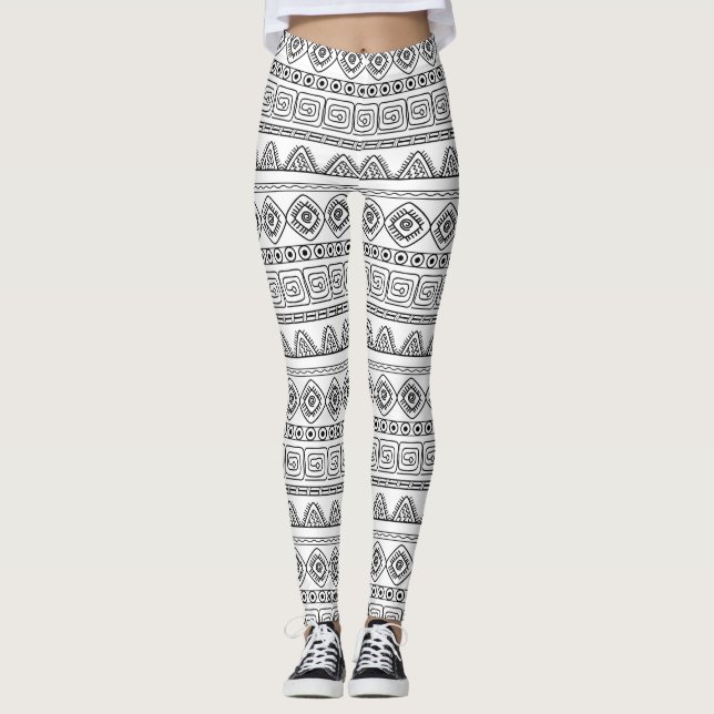 Legging white&black tribal aztec pattern (Frente)