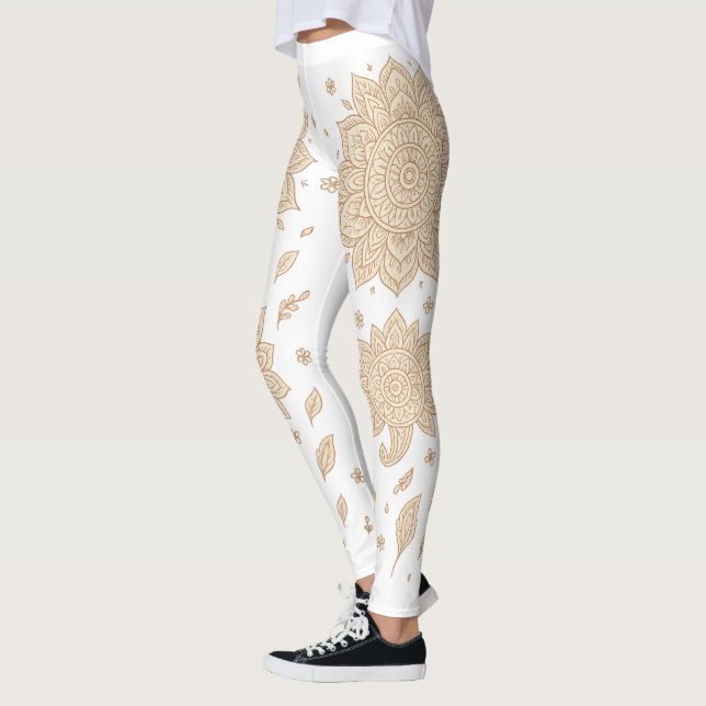 Legging White Boho Mandala Minimalist Yoga (Esquerda)